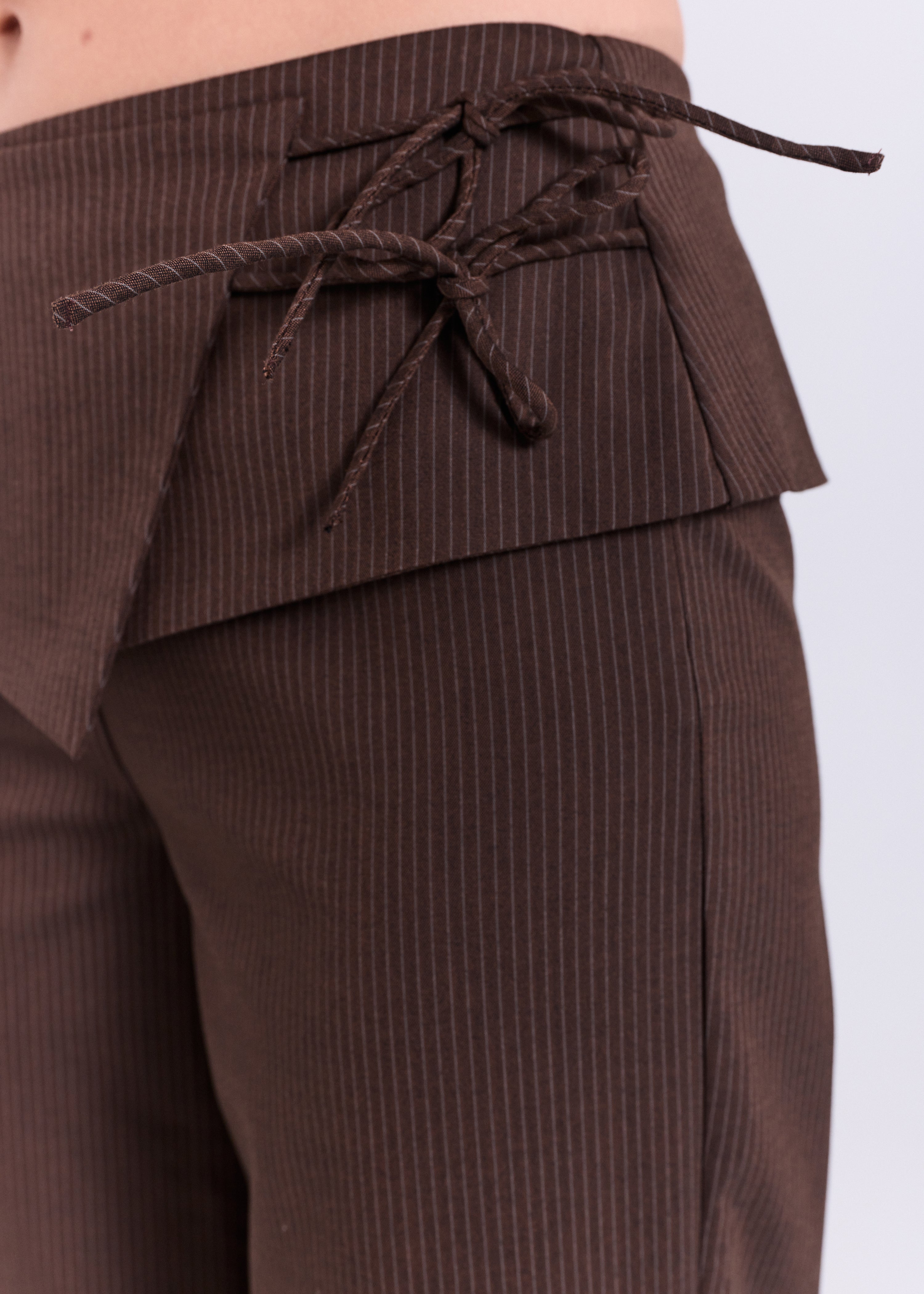 NORR Willow string pants Bukser Brown pinstripe