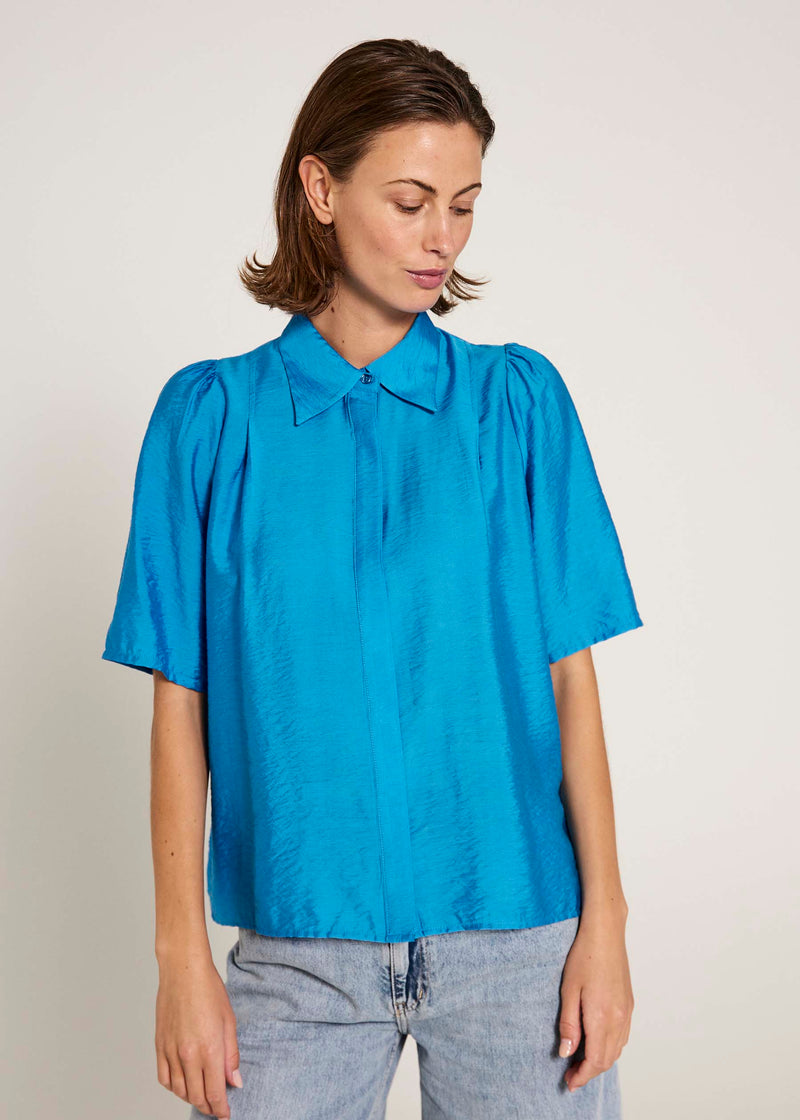 NORR Alyssa pleat shirt Shirts Ibiza blue